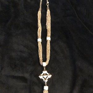 Gorgeous Heavy Gold & Ivory Long Necklace